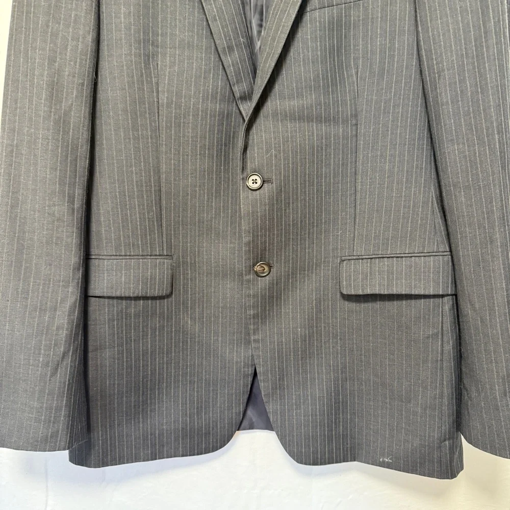 Ralph Ralph Lauren Wool Pinstripe Blazer Mens 40L Career Office Suit Jacket Gray